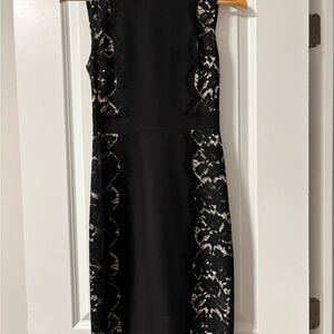J. Crew Black Lace Panel Dress Lined Fitted Size 00